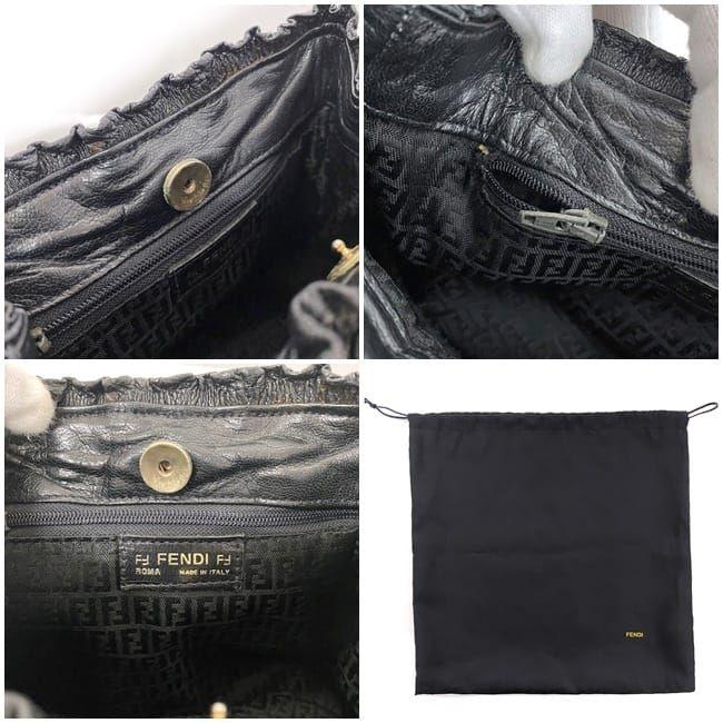 FENDI Authentische Vintage Umhängetasche Schwarz Grau Seltenes Leder gewebt