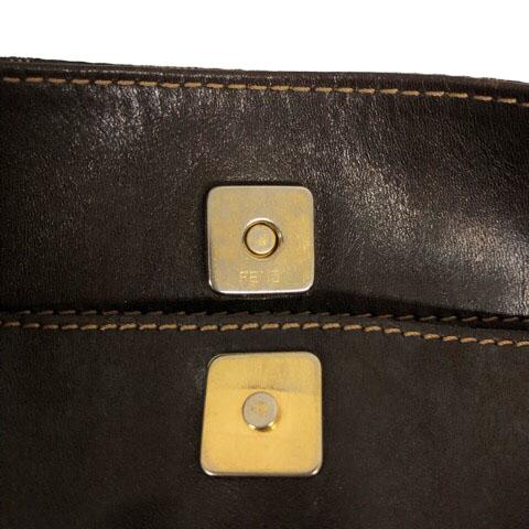 FENDI Authentic Vintage One Shoulder Bag Handbag Zucca Pattern Brown Gold