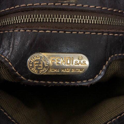 FENDI Authentic Vintage One Shoulder Bag Handbag Zucca Pattern Brown Gold