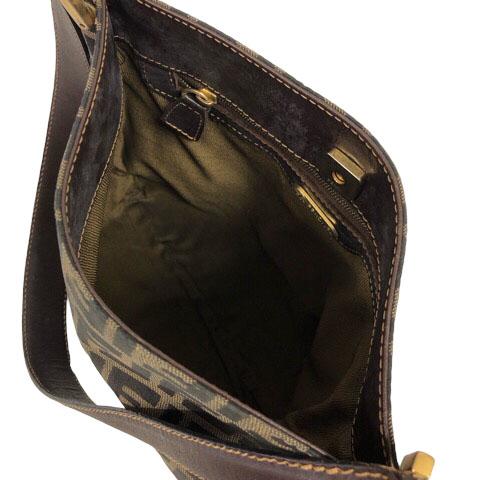 FENDI Authentic Vintage One Shoulder Bag Handbag Zucca Pattern Brown Gold