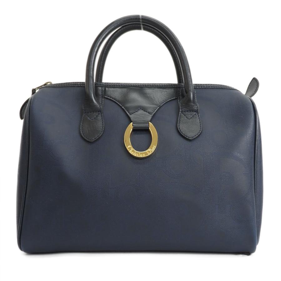 Christian Dior Authentic Vintage Trotter Boston Bag Navy PVC Women's