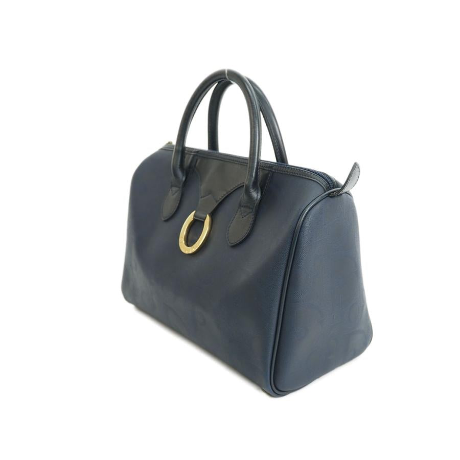 Christian Dior Authentic Vintage Trotter Boston Bag Navy PVC Women's