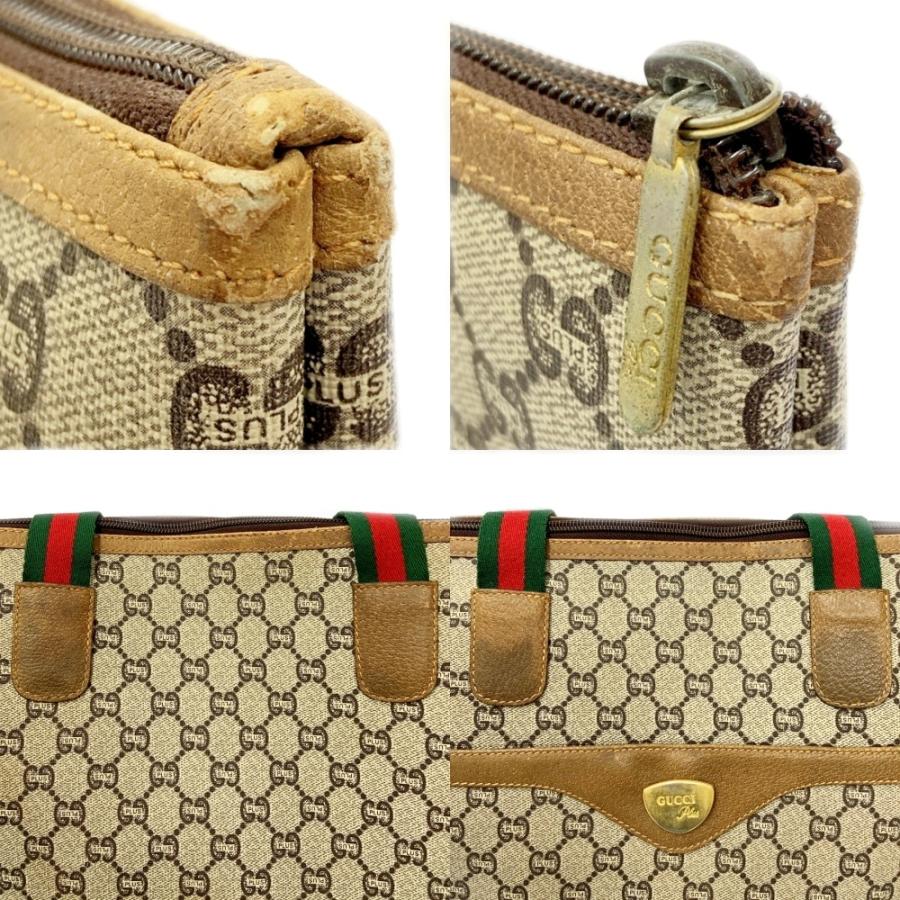 GUCCI Authentic Vintage Plus Sherry Line Tote Bag Beige