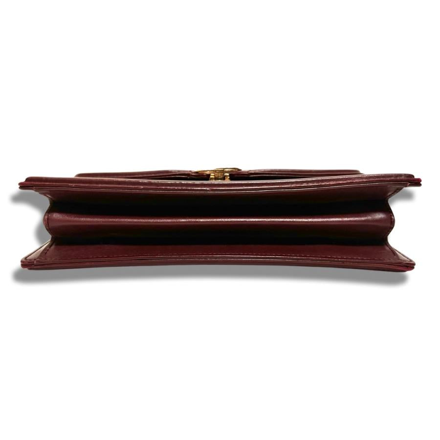 GUCCI Authentic Vintage Leather Clutch Bag Second Bag Bordeaux