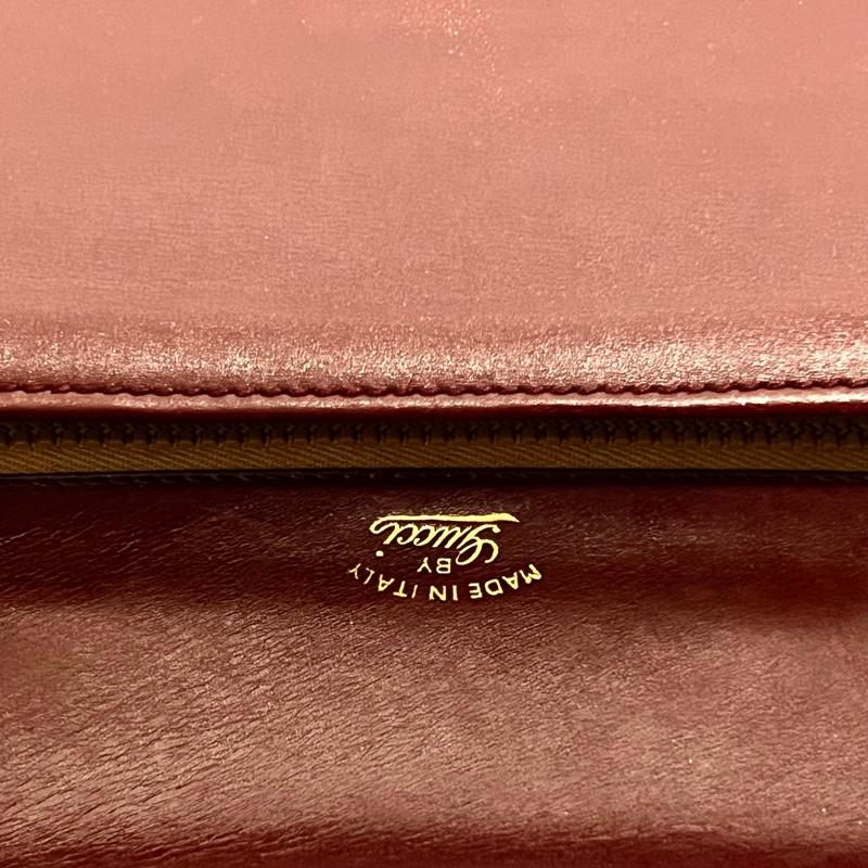 GUCCI Authentic Vintage Leather Clutch Bag Second Bag Bordeaux