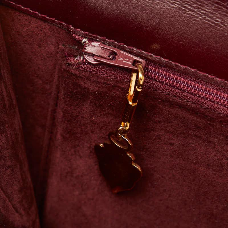 GUCCI Authentic Vintage GG Logo One Shoulder Bag Bordeaux Wine Red Leather