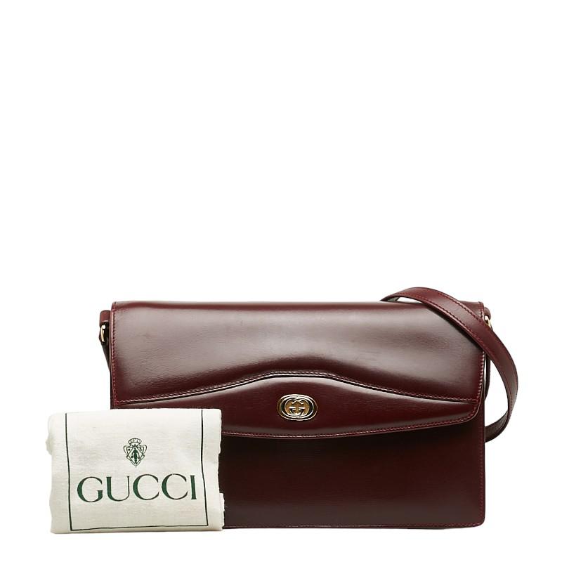 GUCCI Authentische Vintage GG Logo One Schultertasche Bordeaux Weinrot Leder