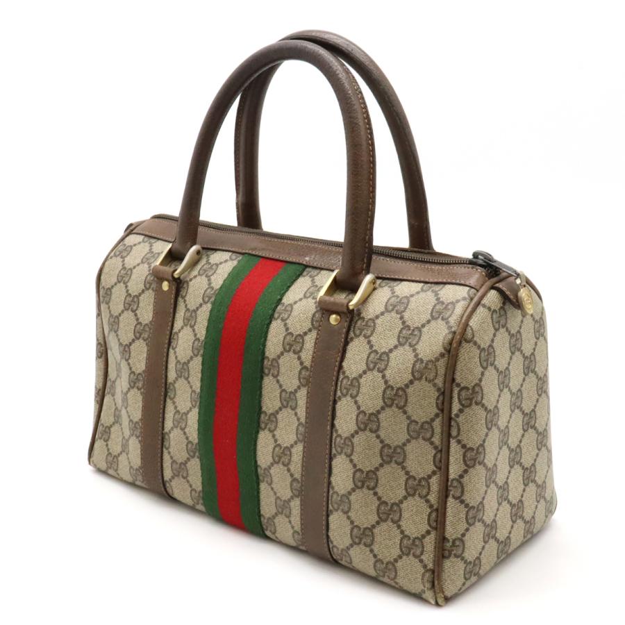 GUCCI Authentische Vintage GG Plus Sherry Line Handtasche Mini Boston Tasche PVC Leder Beige