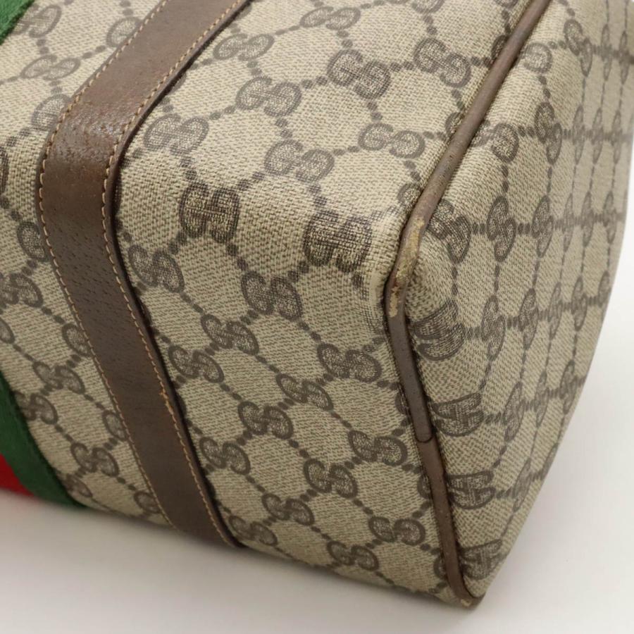 GUCCI Authentic Vintage GG Plus Sherry Line Handbag Mini Boston Bag PVC Leather Beige