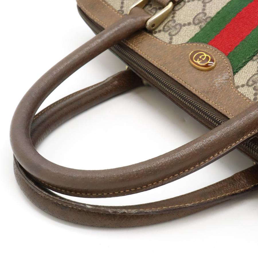 GUCCI Authentische Vintage GG Plus Sherry Line Handtasche Mini Boston Tasche PVC Leder Beige