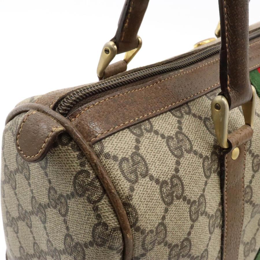 GUCCI Authentic Vintage GG Plus Sherry Line Handbag Mini Boston Bag PVC Leather Beige