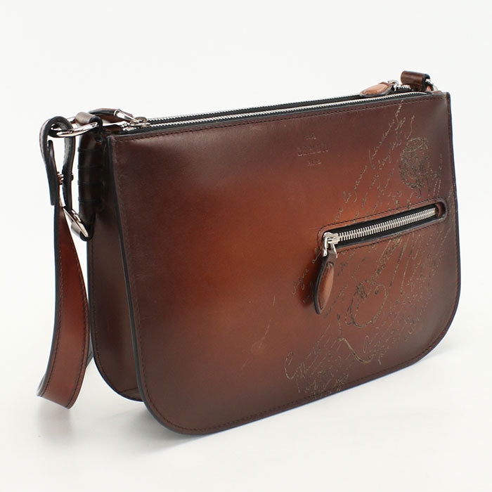 Berluti Sienna Messenger Bag Calligraphy Shoulder Bag leather mens