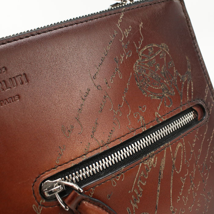 Berluti Sienna Messenger Bag Calligraphy Shoulder Bag leather mens