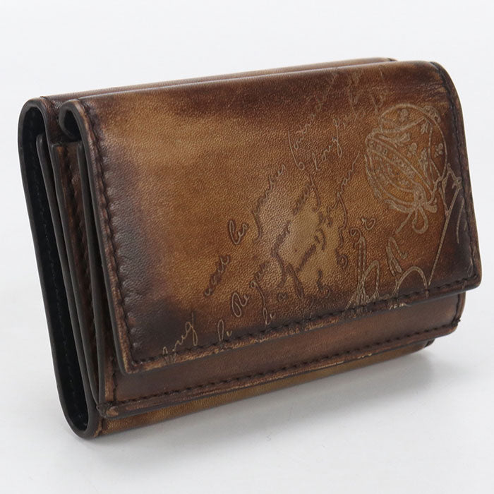 Berluti flap compact wallet Akajou Tri-fold wallet/Venetian leather Men's