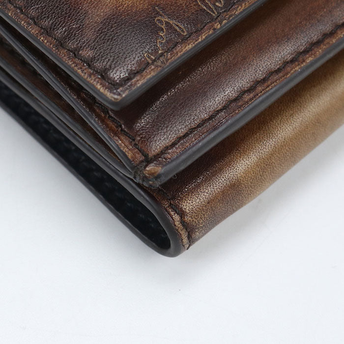 Berluti flap compact wallet Akajou Tri-fold wallet/Venetian leather Men's