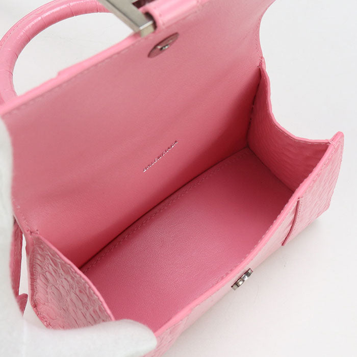 BALENCIAGA Top Handle Bag XS 2WAY Hour glass 592833 Handbag/Croco embossed Women