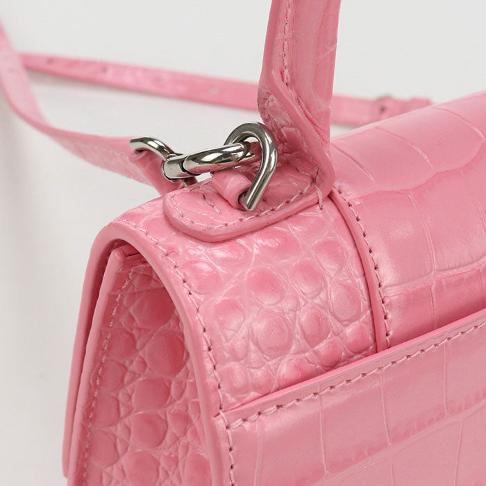 BALENCIAGA Top Handle Bag XS 2WAY Hour glass 592833 Handbag/Croco embossed Women