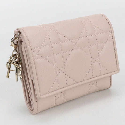 Dior Lotus Wallet Lady Dior S0181ONMJ Tri-fold wallet lambskin Women's