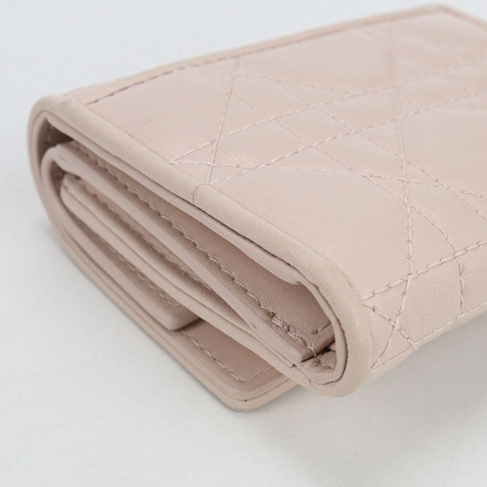 Dior Lotus Wallet Lady Dior S0181ONMJ Tri-fold wallet lambskin Women's