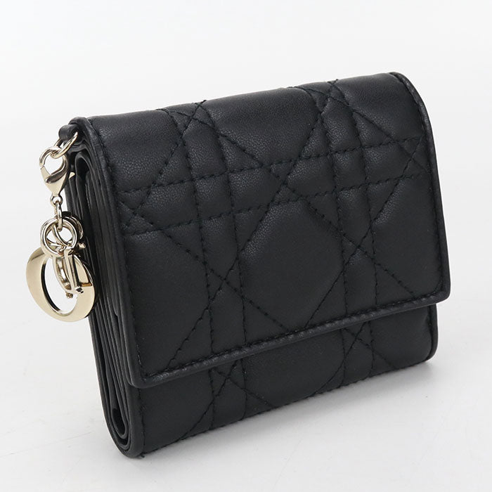 Dior Lotus Wallet Lady Dior S0181ONMJ_M900 Three fold wallet lambskin Women's