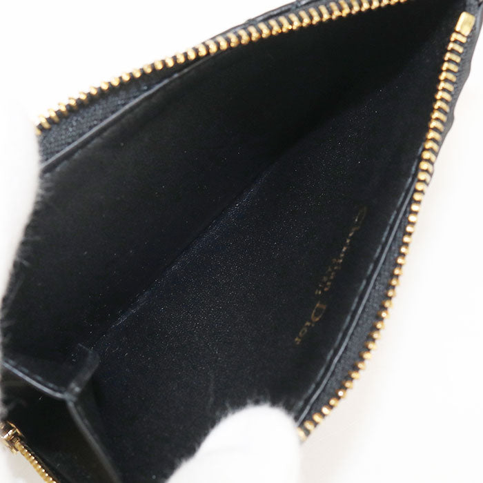 Dior Zip card holder dior caro Coin Pocket Calfskin Women's