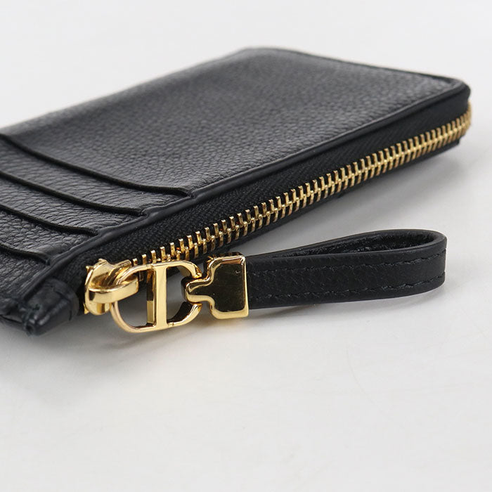 Dior Zip card holder dior caro Coin Pocket Calfskin Women's