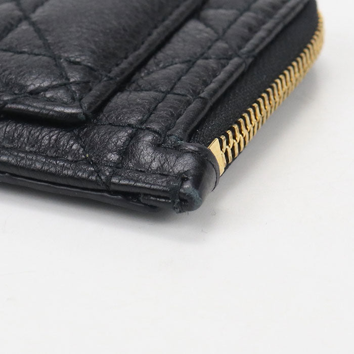 Dior Zip card holder dior caro Coin Pocket Calfskin Women's