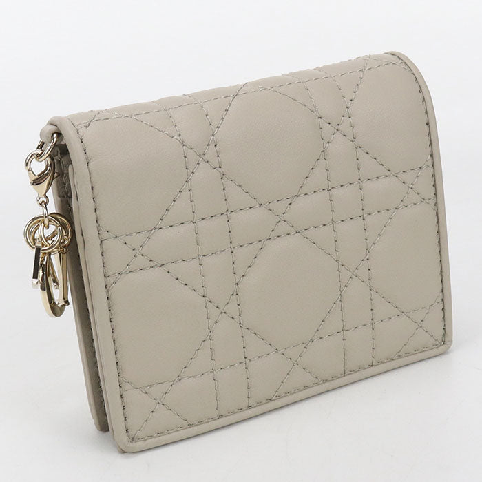 Dior Gardenia Wallet Lady Dior Folded wallet lambskin Women's
