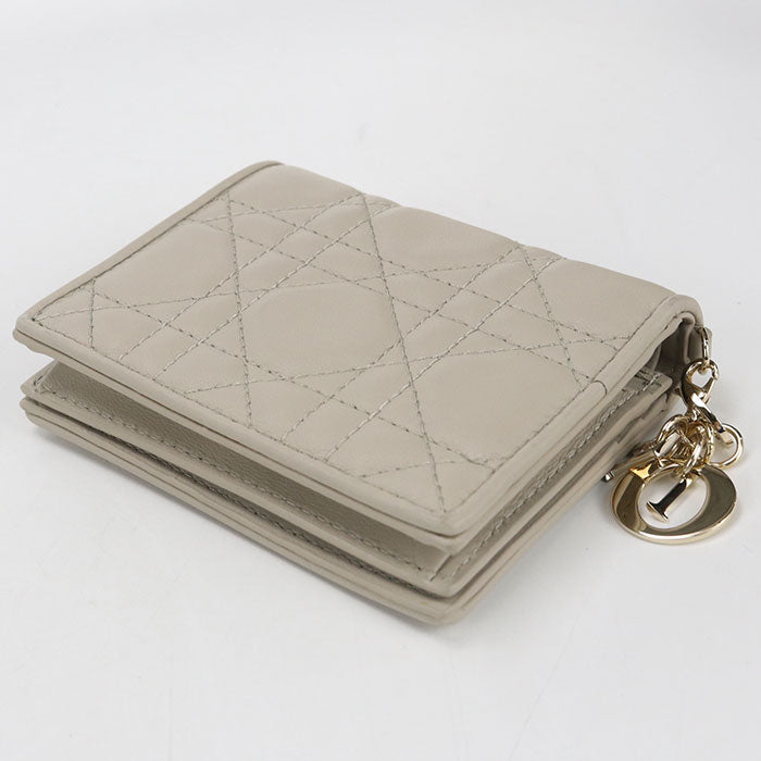 Dior Gardenia Wallet Lady Dior Folded wallet lambskin Women's
