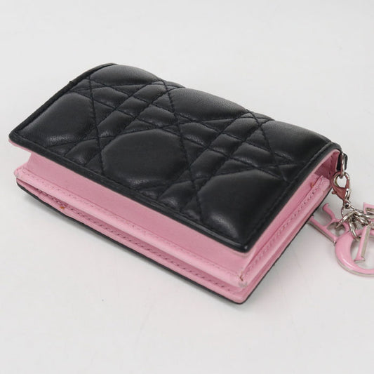Dior Bloom Card Holder Lady Dior Folded wallet lambskin Women's