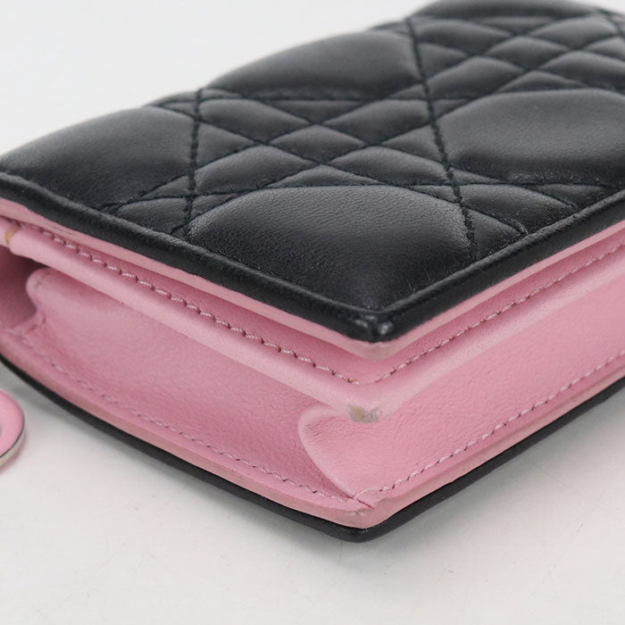 Dior Bloom Card Holder Lady Dior Folded wallet lambskin Women's