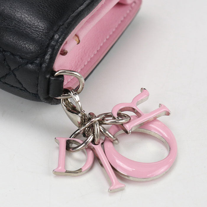 Dior Bloom Card Holder Lady Dior Folded wallet lambskin Women's