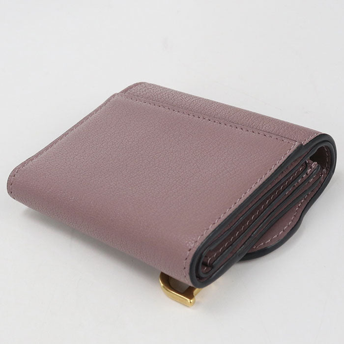 Dior Lotus Wallet saddle Three fold wallet/Goatskin Women's