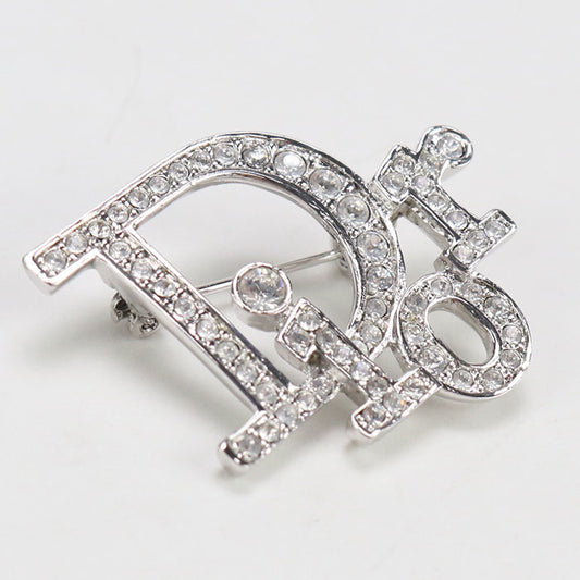 Dior logo CD93172 Brooch Rhinestone/Rhinestone Logo Brooch Women