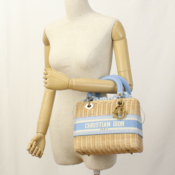 DIOR Lady DIOR Medium Handbag Wicker/Jacquard Women