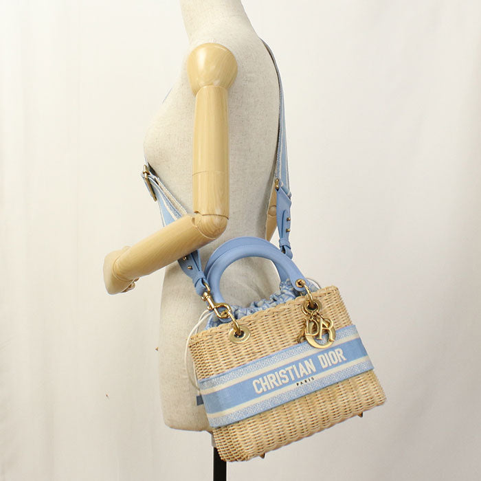 DIOR Lady DIOR Medium Handbag Wicker/Jacquard Women