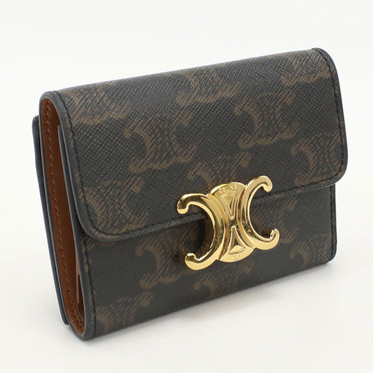 CELINE Compact wallet with coin compartment Triomphe canvas 10I652DS3.04LU Three fold wallet PVC Women