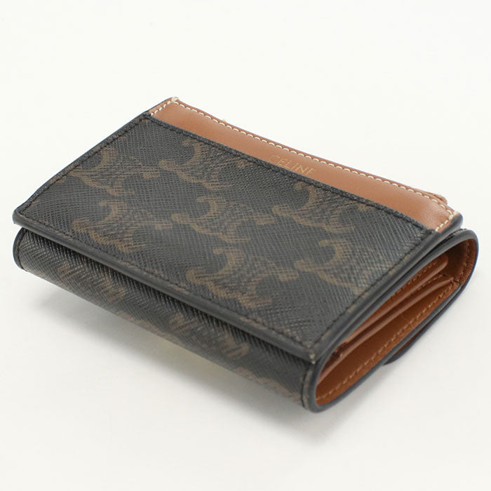 CELINE Compact wallet with coin compartment Triomphe canvas 10I652DS3.04LU Three fold wallet PVC Women