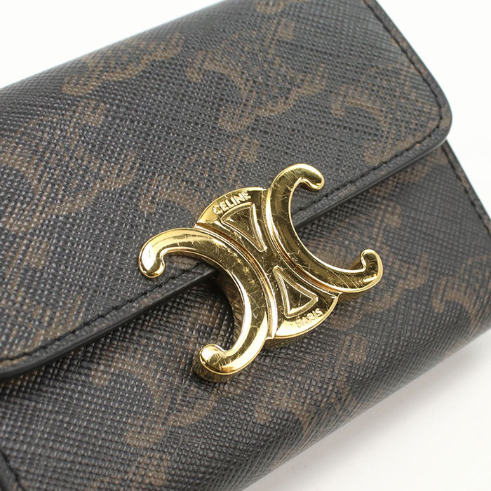 CELINE Compact wallet with coin compartment Triomphe canvas 10I652DS3.04LU Three fold wallet PVC Women