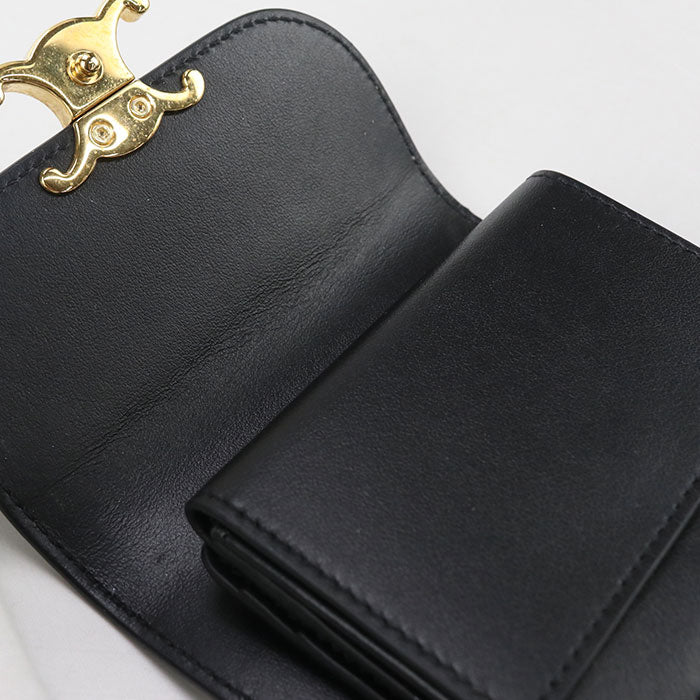CELINE Small flap wallet Triomphe 10D783DPV.38NO Three fold wallet Calfskin Women