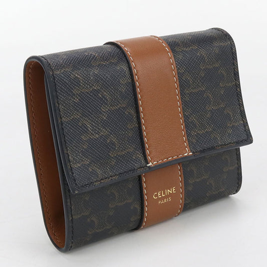 CELINE Small trifold wallet Triomphe canvas 10D572BZ9 Three fold wallet PVC Women