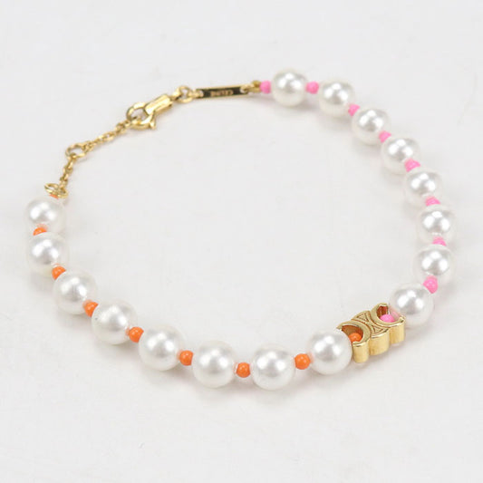 CELINE Pearl Bracelet Triomphe Bracelet / brass / Resin pearl Women