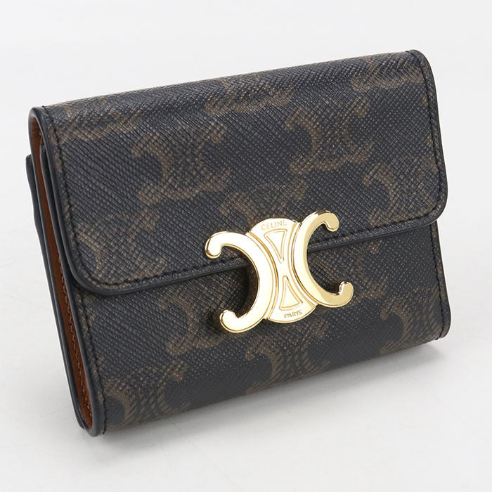 CELINE Compact wallet with coin compartment Triomphe canvas 10I652DS3.04LU Tri-fold wallet PVC Women's