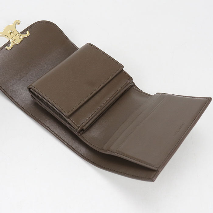 CELINE Small flap wallet Triomphe 10D783DPV Tri-fold wallet Calfskin Women's