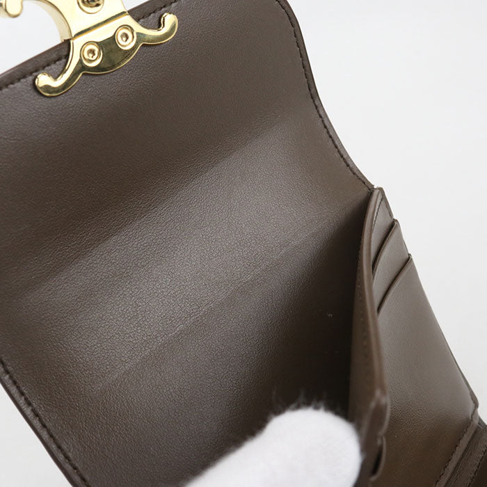 CELINE Small flap wallet Triomphe 10D783DPV Tri-fold wallet Calfskin Women's