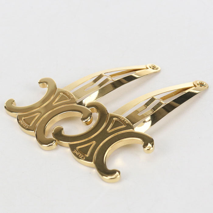 CELINE Set of 2 snap hair clips Triomphe 46Z656BSL hair accessory metal Women's