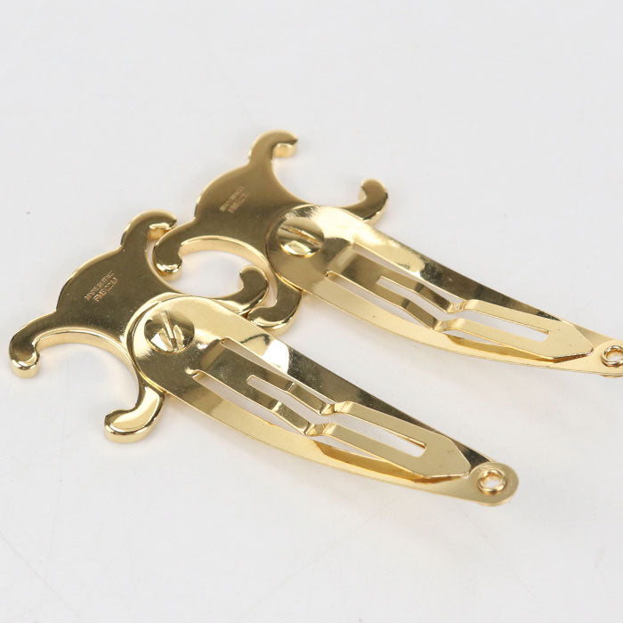 CELINE Set of 2 snap hair clips Triomphe 46Z656BSL hair accessory metal Women's