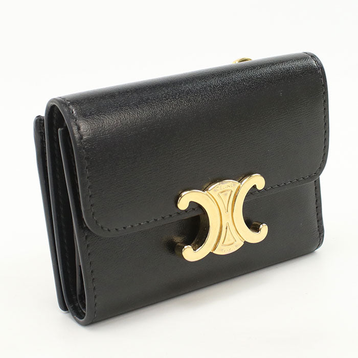 CELINE Compact wallet Triomphe 10I653DPV.38NO Tri-fold wallet Calfskin Women's