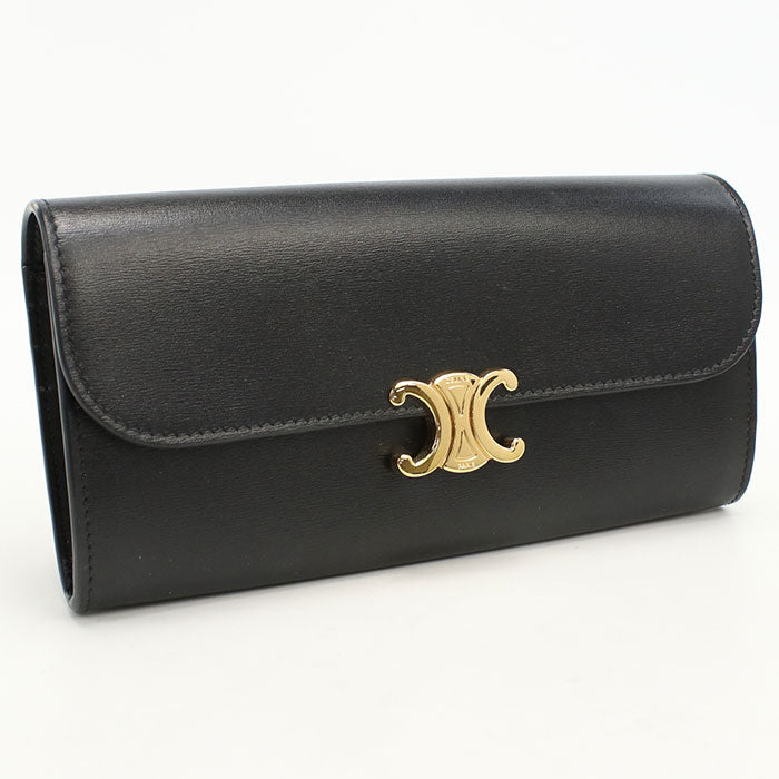 CELINE Large wallet Triomphe Purse folio Calfskin Women's