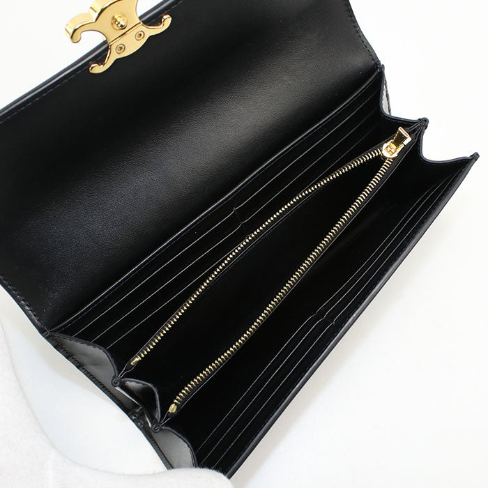 CELINE Large wallet Triomphe Purse folio Calfskin Women's